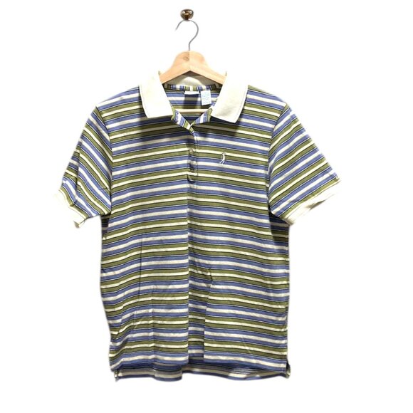 Izod Striped Polo Shirt Purple Size L Y2K - Picture 2 of 13